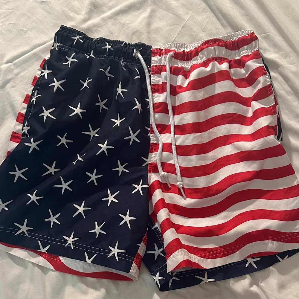 George Men's Navy and Red Star Stripe Athletic Shorts